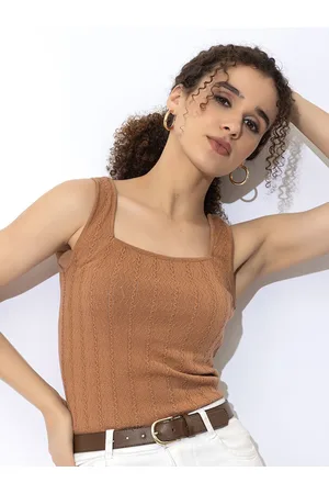 Armisto Pure Cotton Textured Knit Square Neck Top