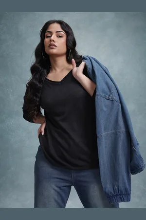 Roadster The Life Co. Plus Size V-Neck Acrylic Pullover