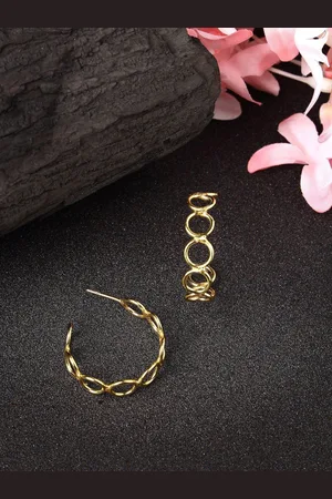 DressBerry Women Gold-plated Contemporary Half Hoop Earrings