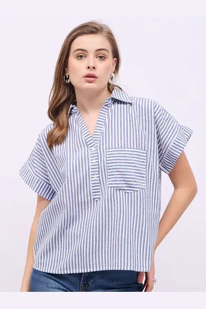 Styli Women Relaxed Fit Spread Collar Vertical Striped Casual Shirt