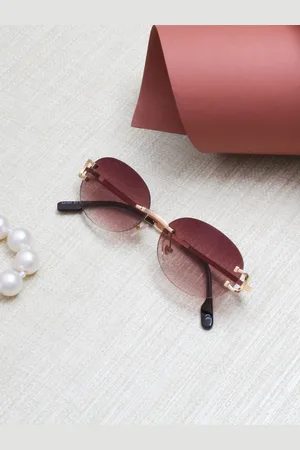 Ted Smith Unisex Brown Lens & Gold-Toned Oval Sunglasses CLASSICO_C3