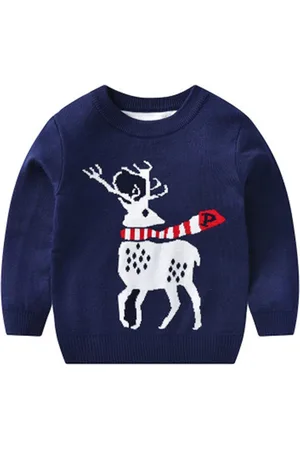 Stylecast Boys Navy Blue Graphic Printed Pullover Sweater