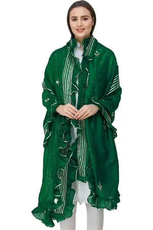 Exotic India Fairway Art Silk Dupatta with Gota Patches and Frill Border
