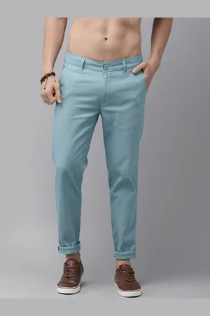 Roadster The Lifestyle Co. Men Blue Solid Tapered Fit Trousers