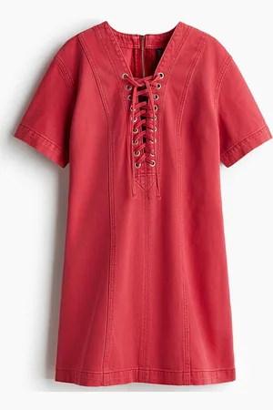 H&M Lacing-Detail Denim Dress
