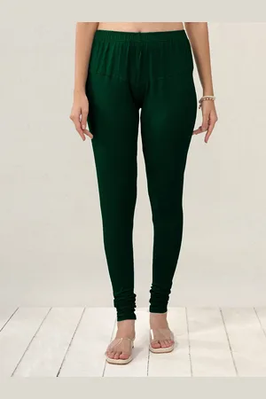 Lyra Women Teal Green Solid Churidar Length Leggings