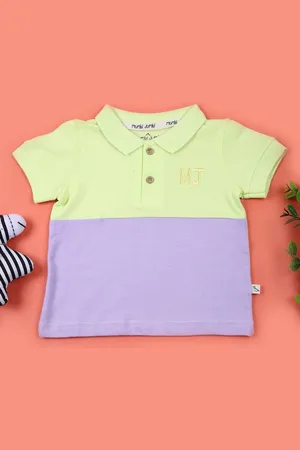 V-Mart Boys Colourblocked Polo Collar Cotton T-shirt
