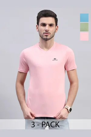 Monte Carlo Men V-Neck Applique T-shirt Pack Of 3