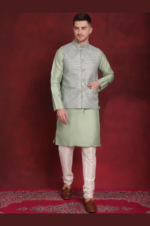 Jompers Woven Design Kurta With Pyjama & Nehru Jacket