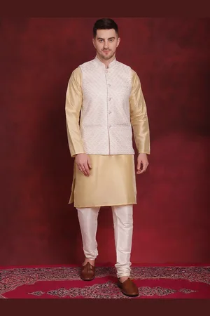 Jompers Woven Design Kurta With Pyjama & Nehru Jacket