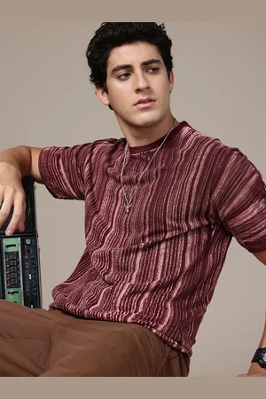 The Roadster Life Co. Men Tie and Dye Stripes Printed Relaxed Fit T-shirt