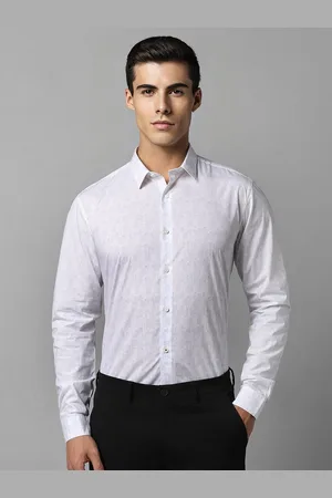 Louis Philippe Slim Fit Geometric Printed Spread Collar Long Sleeve Casual Shirt