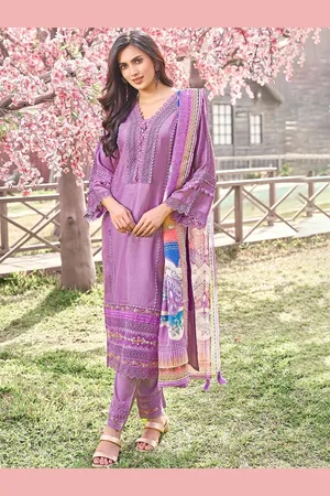AUTUMN LANE Women Ethnic Motifs Embroidered Thread Work Kurta with Trousers & With Dupatta