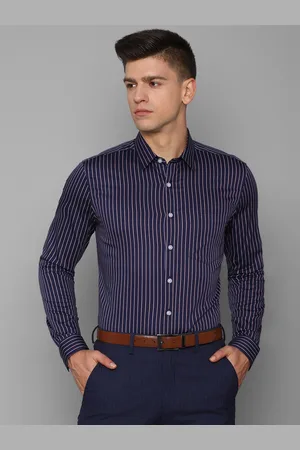 Louis Philippe Vertical Stripes Spread Collar Slim Fit Cotton Formal Shirt