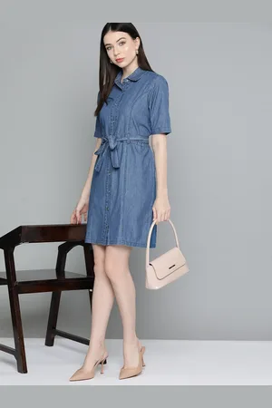 Chemistry Solid Denim Shirt Dress