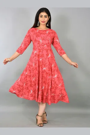 Kalini Floral Printed Fit & Flare Midi Ethnic Dress