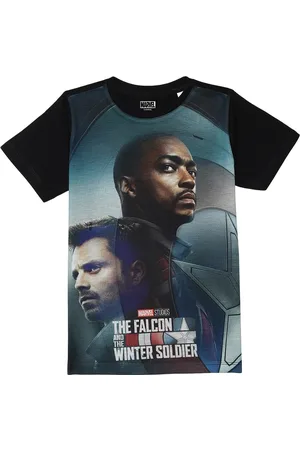 Wear Your Mind Boys Black Sports Captain America Printed T-shirt