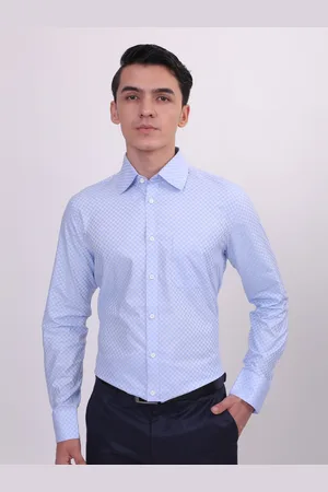 LOUIS STITCH Comfort Regular Fit Micro Checks Printed Pure Cotton Formal Shirt