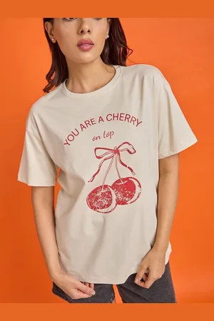 Mast & Harbour Women Graphic Printed Round Neck Cotton Oversized T-shirt