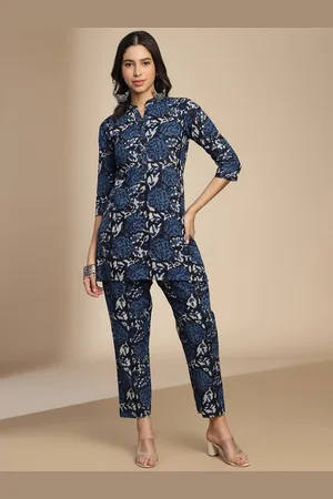 Roadster The Lifestyle Co Floral Printed Pure Cotton Tunic & Trousers Co-ord Set
