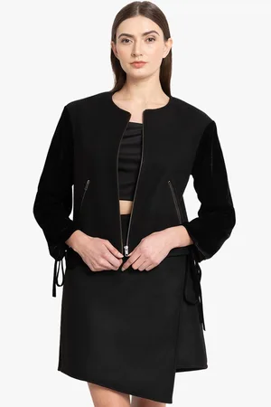 Kazo Women Black Solid Tailored Jacket