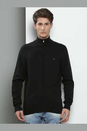 Tommy Hilfiger Men Black Solid Cotton Sweatshirt