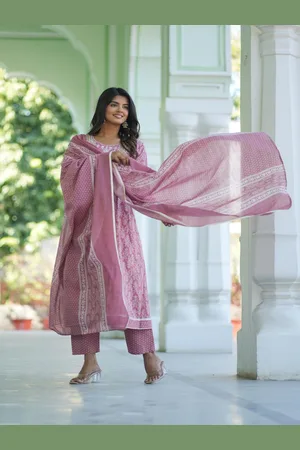 Moda Rapido Women Ethnic Motifs Regular Thread Work Pure Cotton Kurta with Trousers & With Dupatta