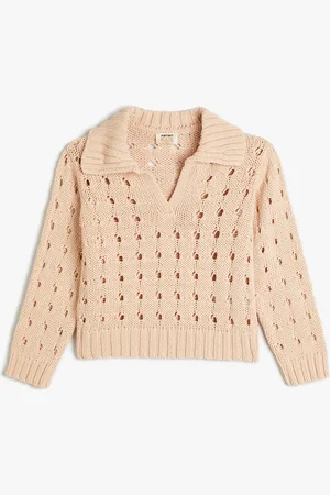 Koton Girls Open Knit Pure Acrylic Crop Pullover Sweater