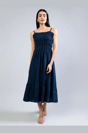 ENTELLUS Women Cotton Fit & Flare Midi Dress
