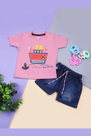 V-Mart Infant Boys Printed Round Neck T-shirt With Shorts