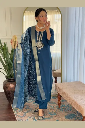Kalini Women Embroidered Regular Kurta with Trousers & With Dupatta