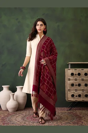 Sangria Woven Design Winter Pashmina Woollen Stole
