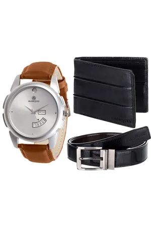 MARKQUES Men Brown & Black Leather Accessory Gift Set STV-770904-BER-01-OT-01-Multi