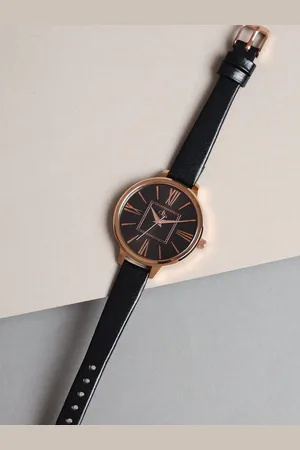 DressBerry Women Brass Dial & Leather Straps Analogue Watch MFBTMLDBE9