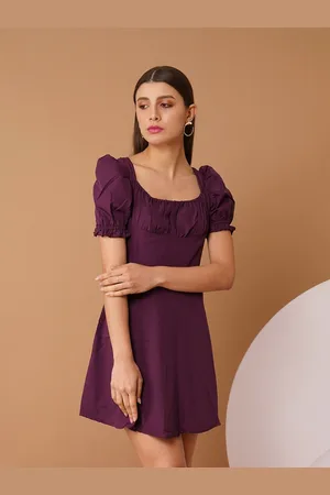 Chemistry Crepe Puff Sleeves A-Line Mini Dress