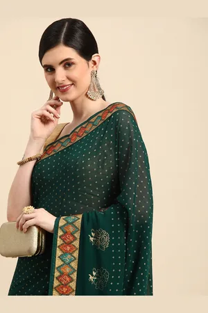 Indian Women Bandhani Printed Gotta Patti Silk Blend Designer Saree