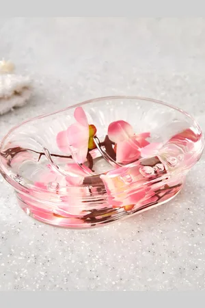 Home Centre Pink & Brown Floral Plastic Soap Dish