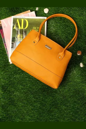 FOSTELO Orange PU Structured Satchel with Applique