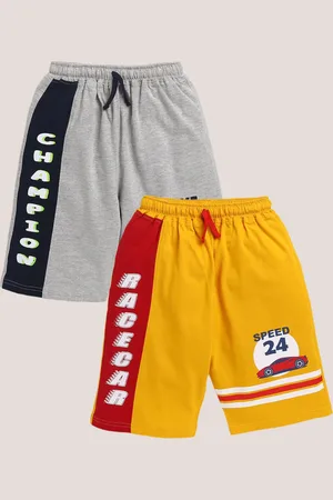 YK Boys Pack Of 2 Typography Printed Knee Length Pure Cotton Shorts