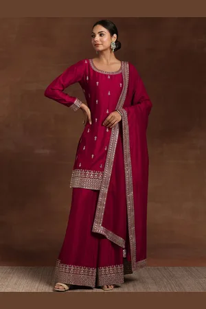 Libas Floral Embroidered Regular Kurta with Palazzos & With Dupatta