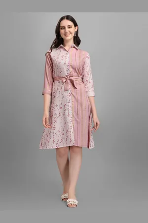 GUFRINA Women Pink & Off White Floral Shirt Dress