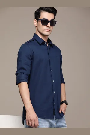 Calvin Klein Men Blue Pure Cotton Slim Fit Casual Shirt