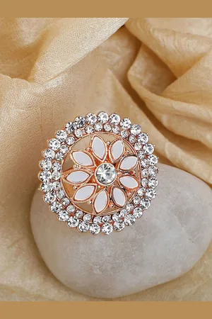 Anouk Rose Gold Plated Stone Studded Finger Ring