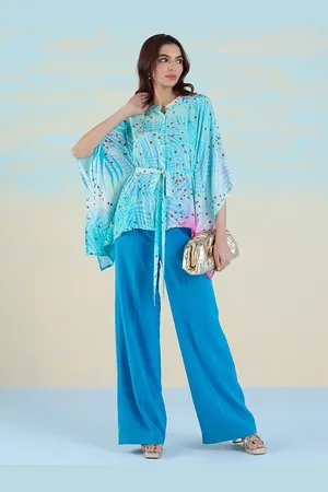 Liva Print Mandarin Collar Liva Kaftan Top