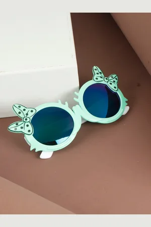 PASSION PETALS Unisex Kids Blue Lens & Green Cateye Sunglasses with UV Protected Lens