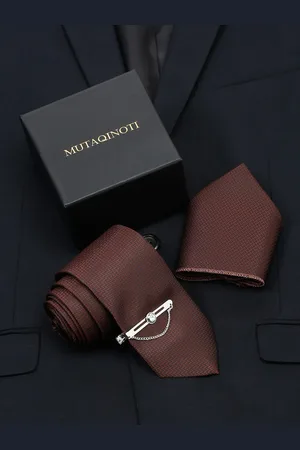 MUTAQINOTI Men Silk Necktie Accessory Gift Set