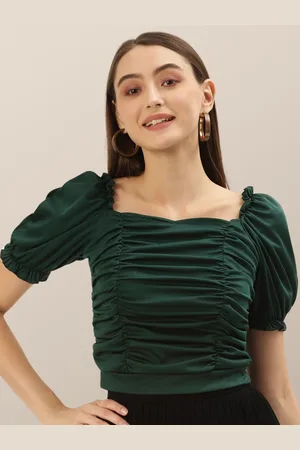 Chemistry Sweetheart Neck Puff Sleeve Scuba Top