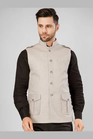 Wintage Checked Pure Cotton Nehru Jacket