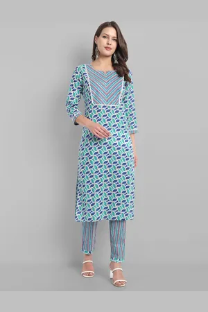DIVASTRI Women Floral Printed Regular Pure Cotton Kurta with Trousers