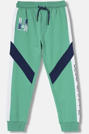 Blue Giraffe Boys Color-Blocked Straight Fit Pure Cotton Joggers